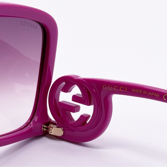 NEW GUCCI SUNGLASSES GG1326S 004 PINK SQUARE WOMEN EYEWEAR - Picture 9 of 11
